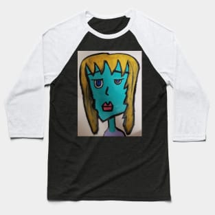 Blonde Blue Face Baseball T-Shirt